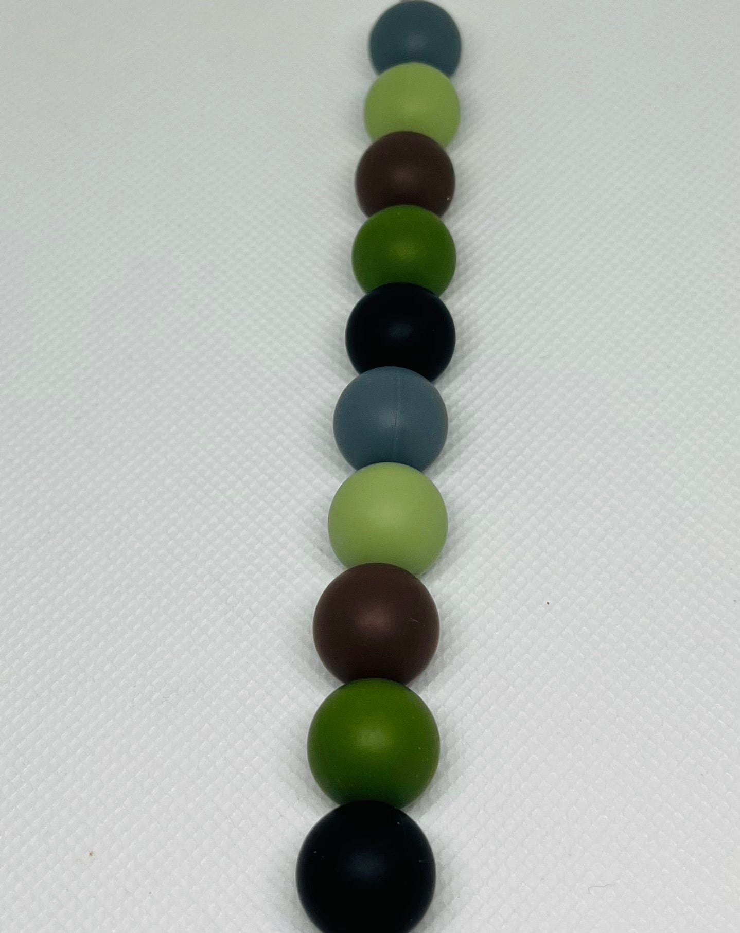 Camo Bead Mix 60 Count 15mm Silicone Beads Multicolor Camouflage Black Coffee Brown Christmas Green Matcha Green Bean Green Dim Gray
