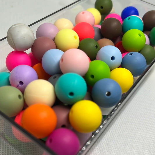 60 Count 15mm Silicone Bead Multicolor Mix Bag/Pen Beading/Crafting/Wristlet/Jewelry