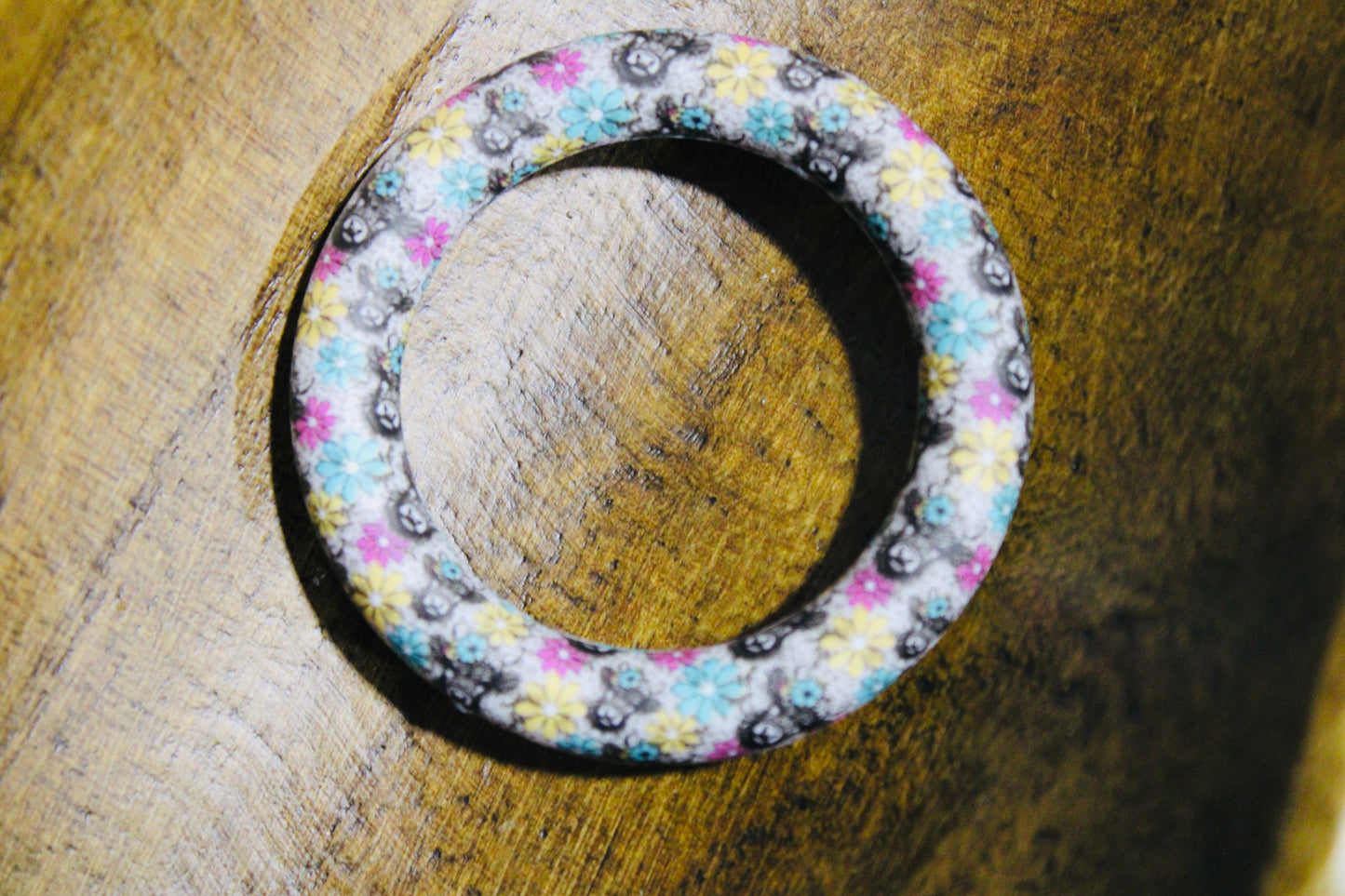 65mm Printed Silicone Ring Bead Multiple Print Options And Mixed Colors