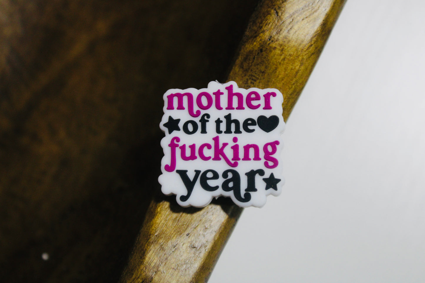 Mother Of The Year Purple Black And White Silicone Focal Bead