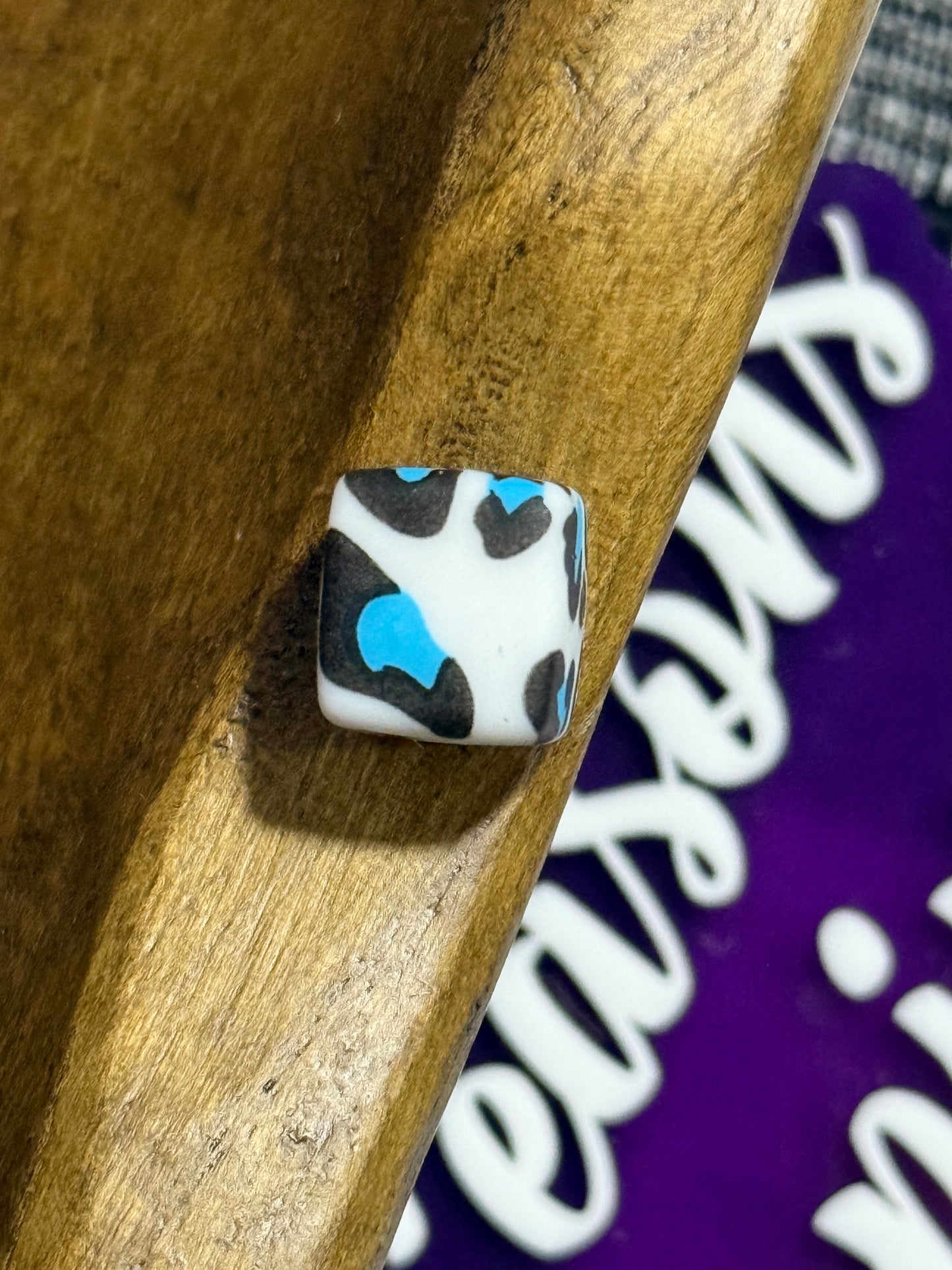 13.5mm Square Printed Silicone Bead
