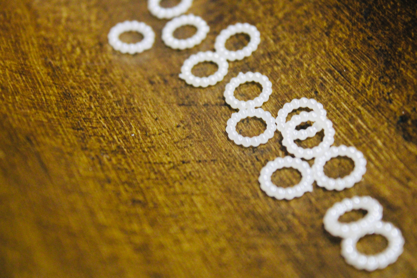 White Pearl Wide Mouth Spacer Bead Plastic 50 Count Bag