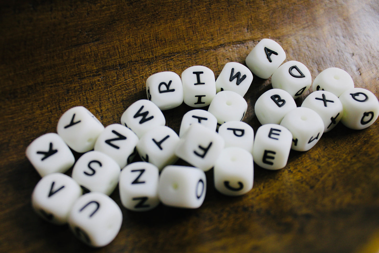 Glow In The Dark 12mm Silicone Letter Bead Mix Bag A-Z In Each Bead Mix