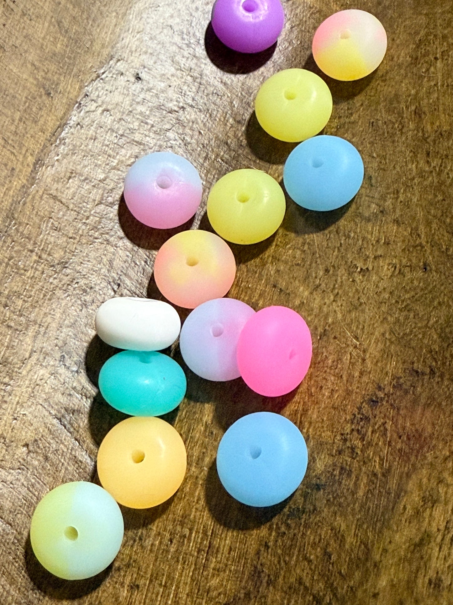 14mm Glow In The Dark Abacus Spacer Silicone Bead 15 Count Bag