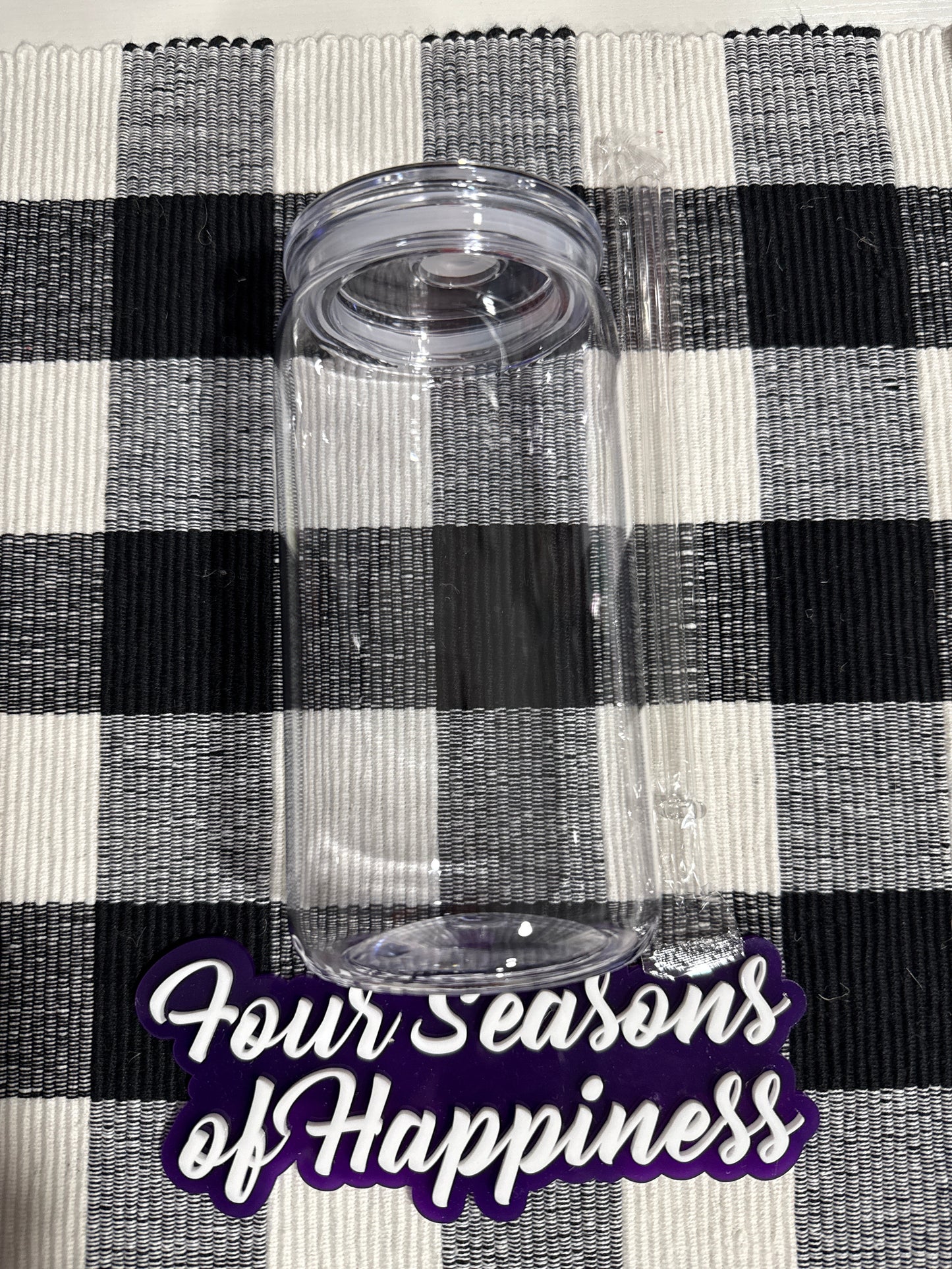 16oz Acrylic Clear Cup With Lid And Straw
