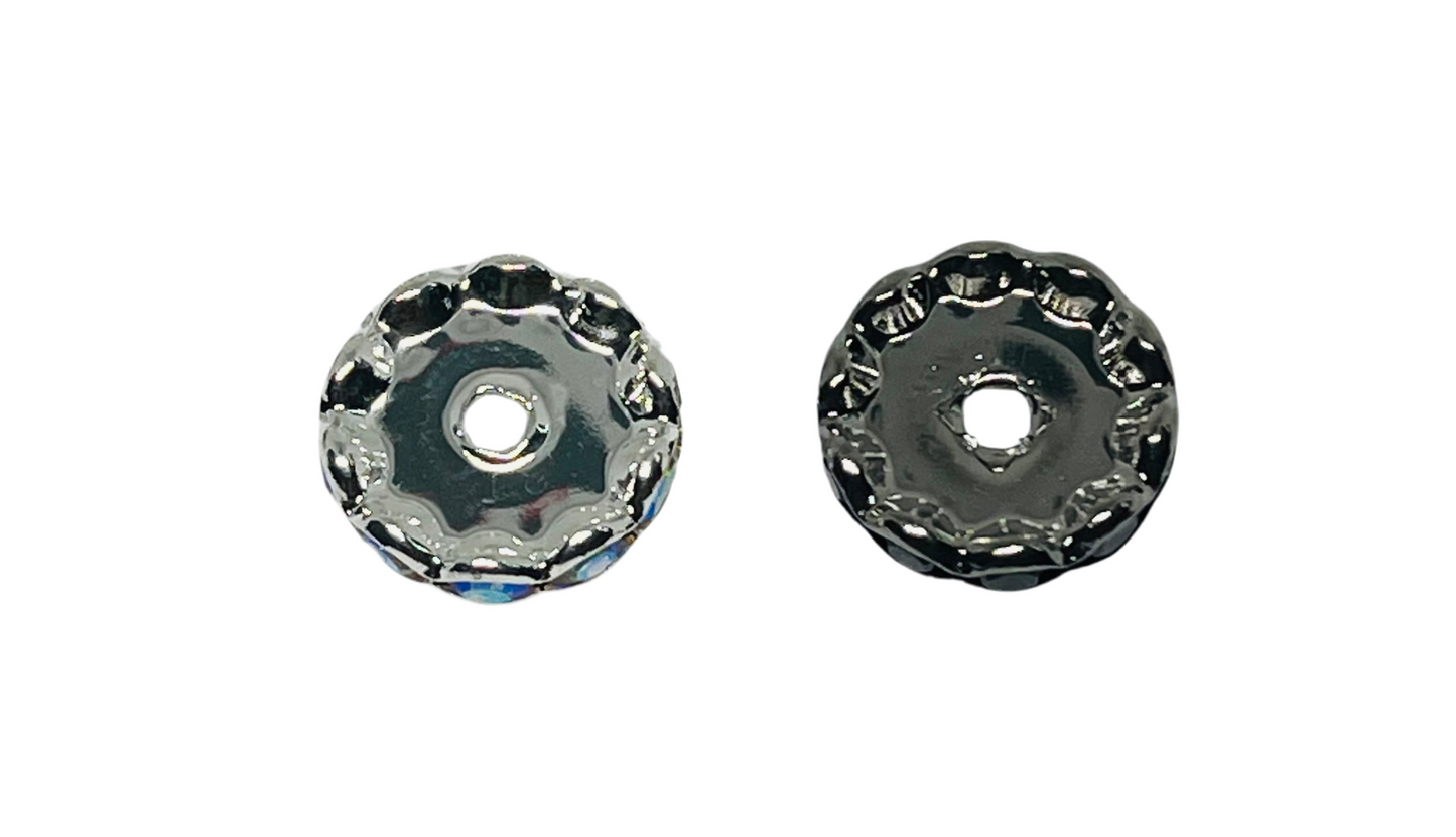 16mm Rhinestone Spacer Bead Silver or Gunmetal 15 Count