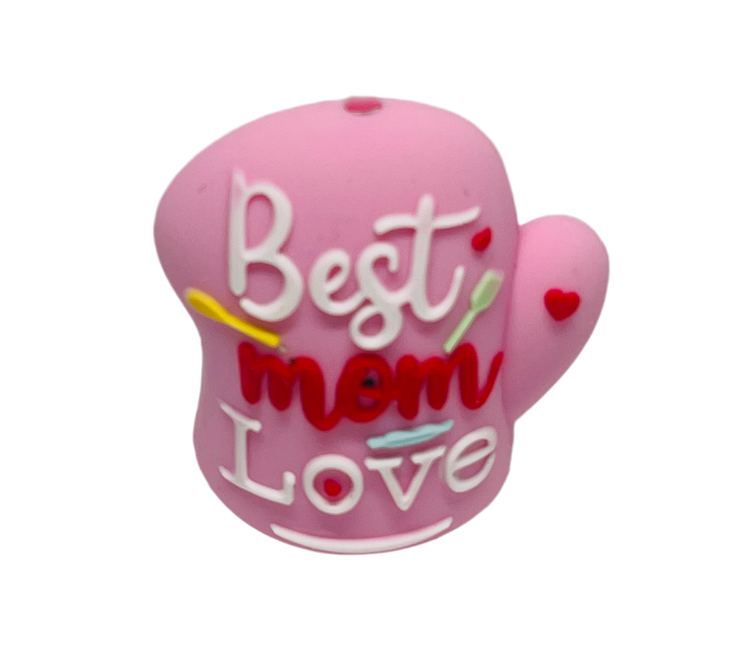 Best Mom Love Silicone Focal Bead Pen Beading Pink White Red