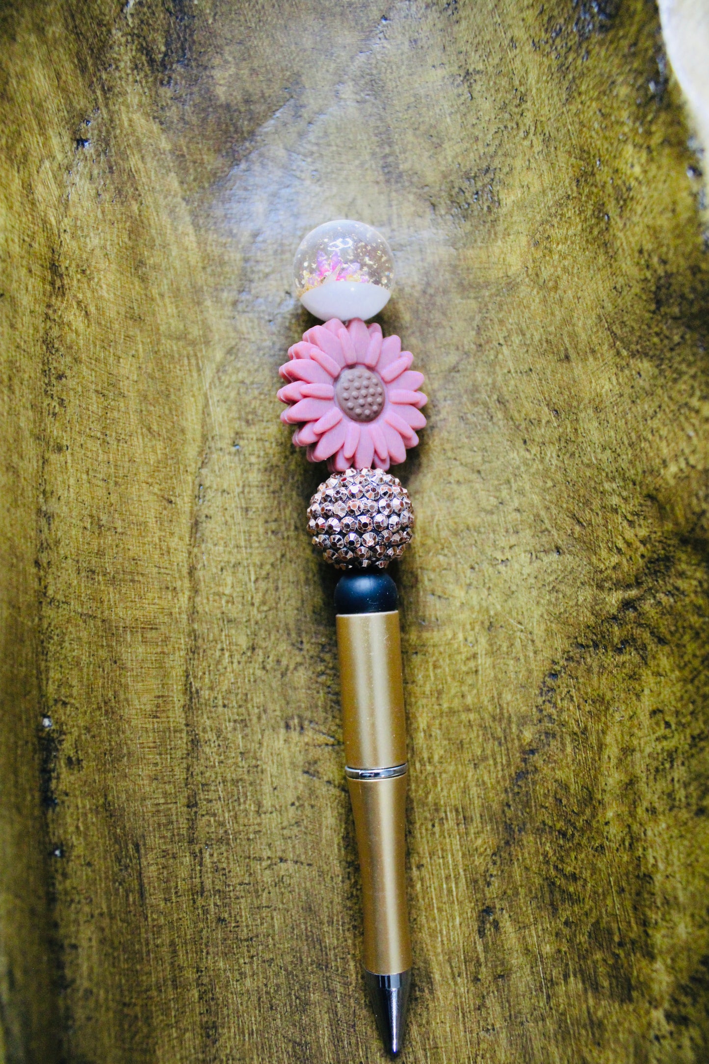 20mm Acrylic Pen Topper Bead Glitter Floral