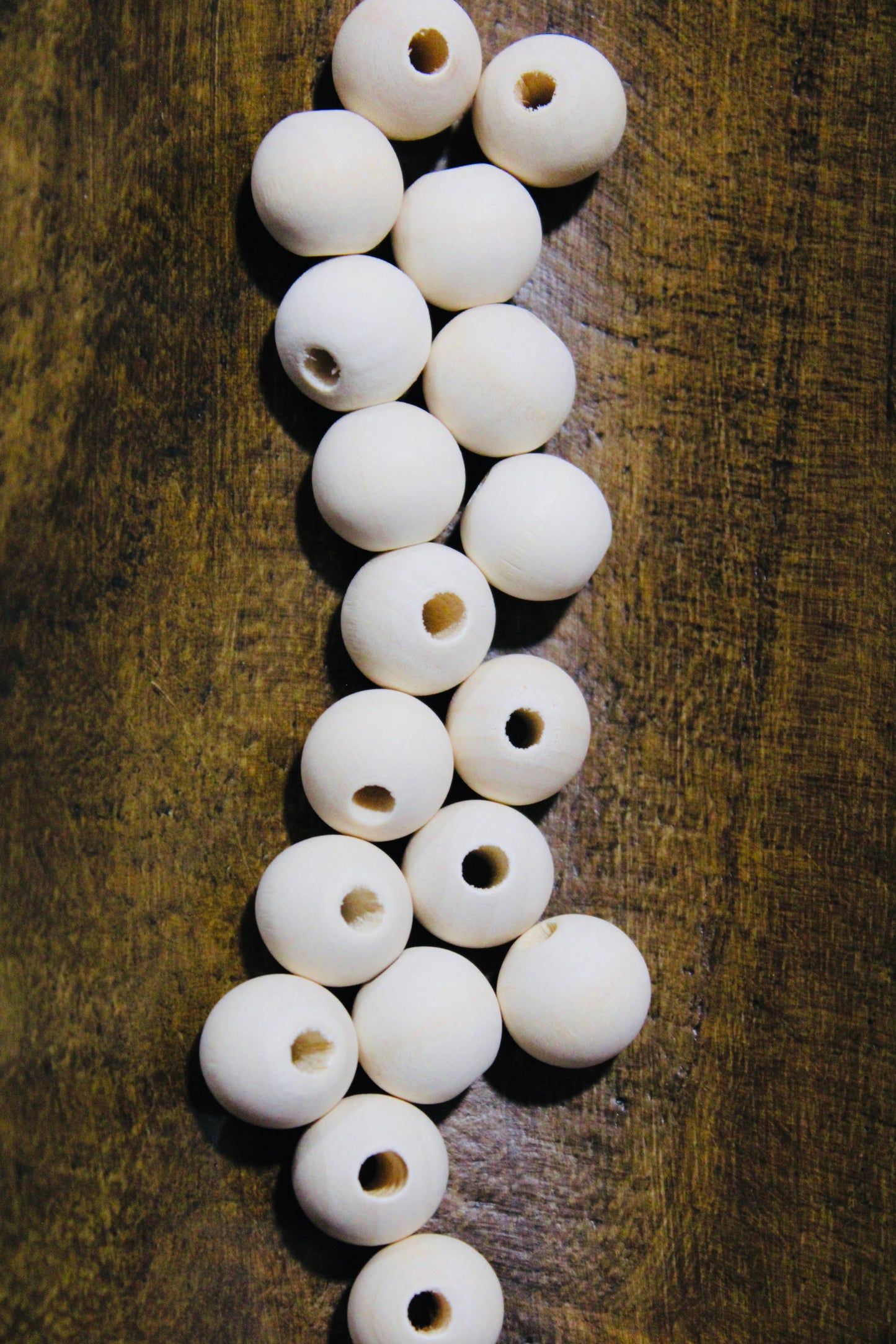 16mm Natural Wood 50 Count Bead Bag