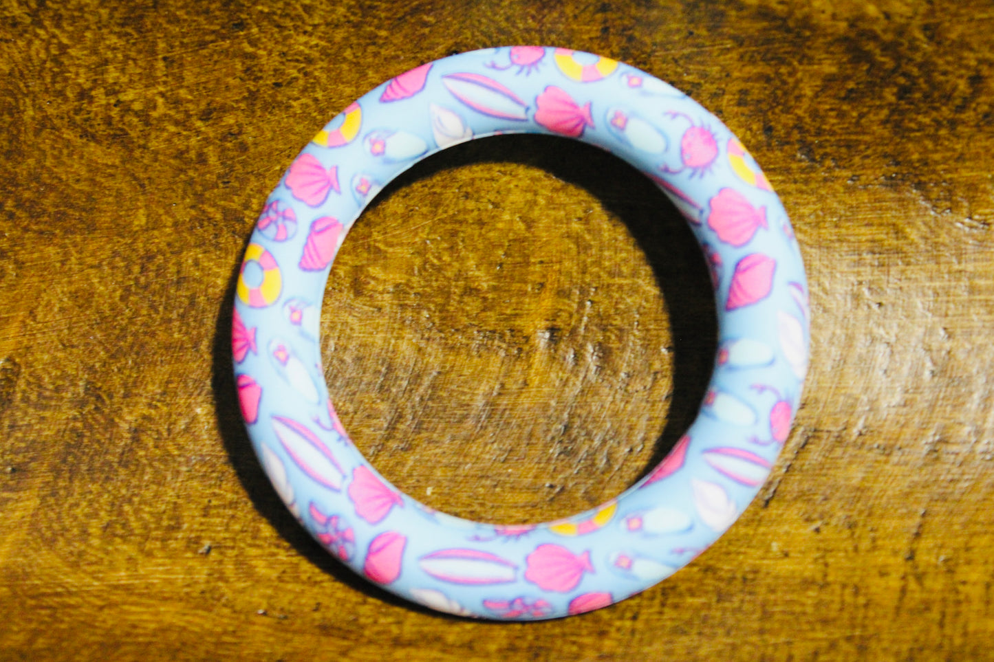 65mm Printed Silicone Ring Bead Multiple Print Options And Mixed Colors