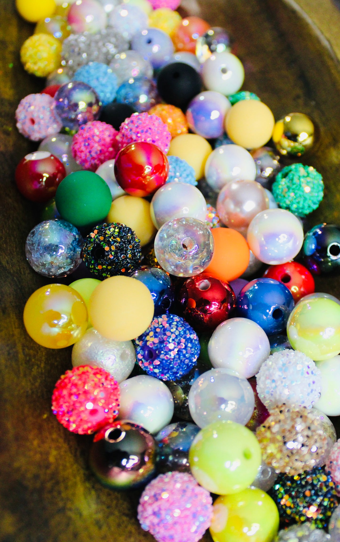 16mm Mixed Acrylic Scoop 35 Count Bead Bag Mixed Color Mixed Pattern