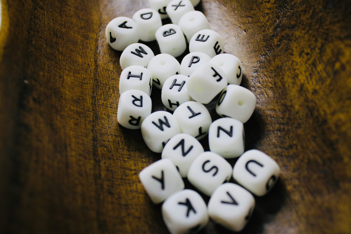 Glow In The Dark 12mm Silicone Letter Bead Mix Bag A-Z In Each Bead Mix
