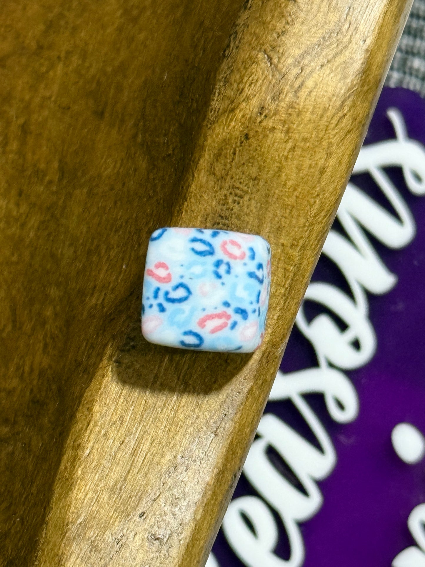 13.5mm Square Printed Silicone Bead