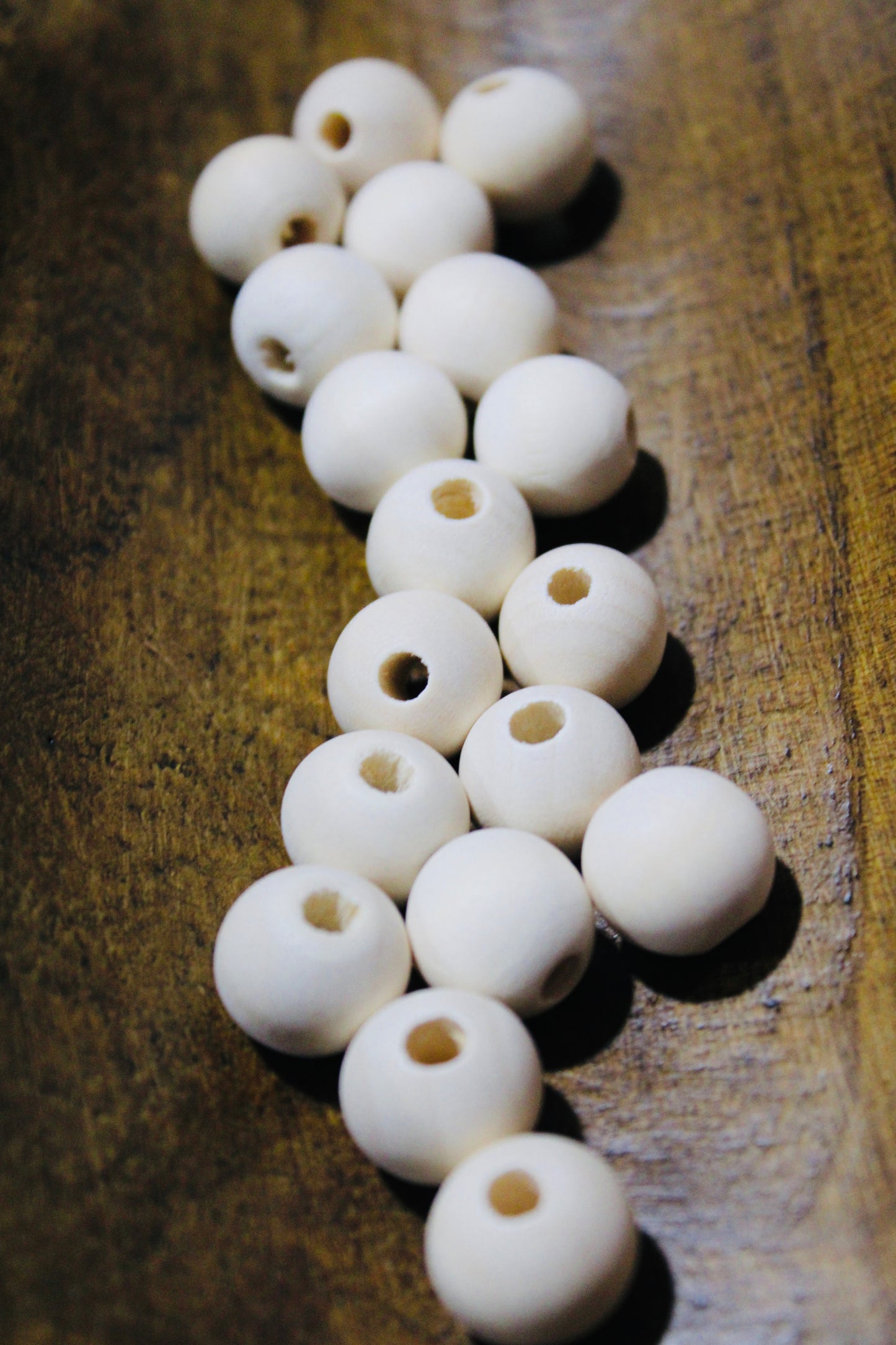16mm Natural Wood 50 Count Bead Bag