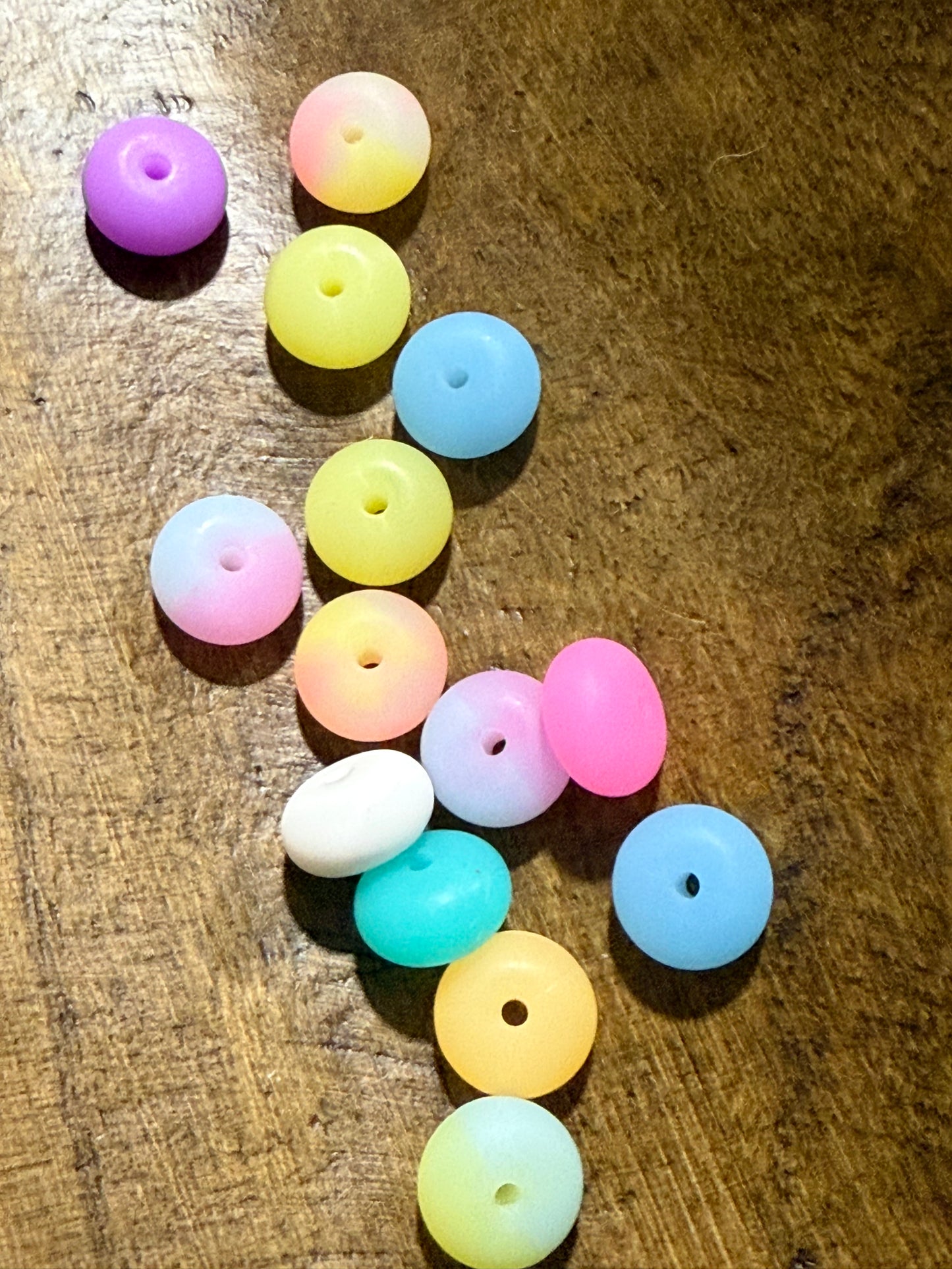 14mm Glow In The Dark Abacus Spacer Silicone Bead 15 Count Bag