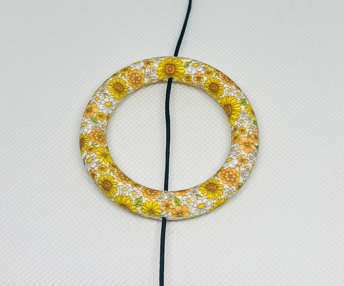 65mm Silicone Ring Bead Sunflower Printed Bead Car Charm Making Lanyard Making Keychain Making