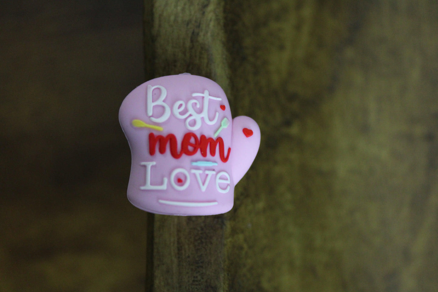 Best Mom Love Silicone Focal Bead Pen Beading Pink White Red