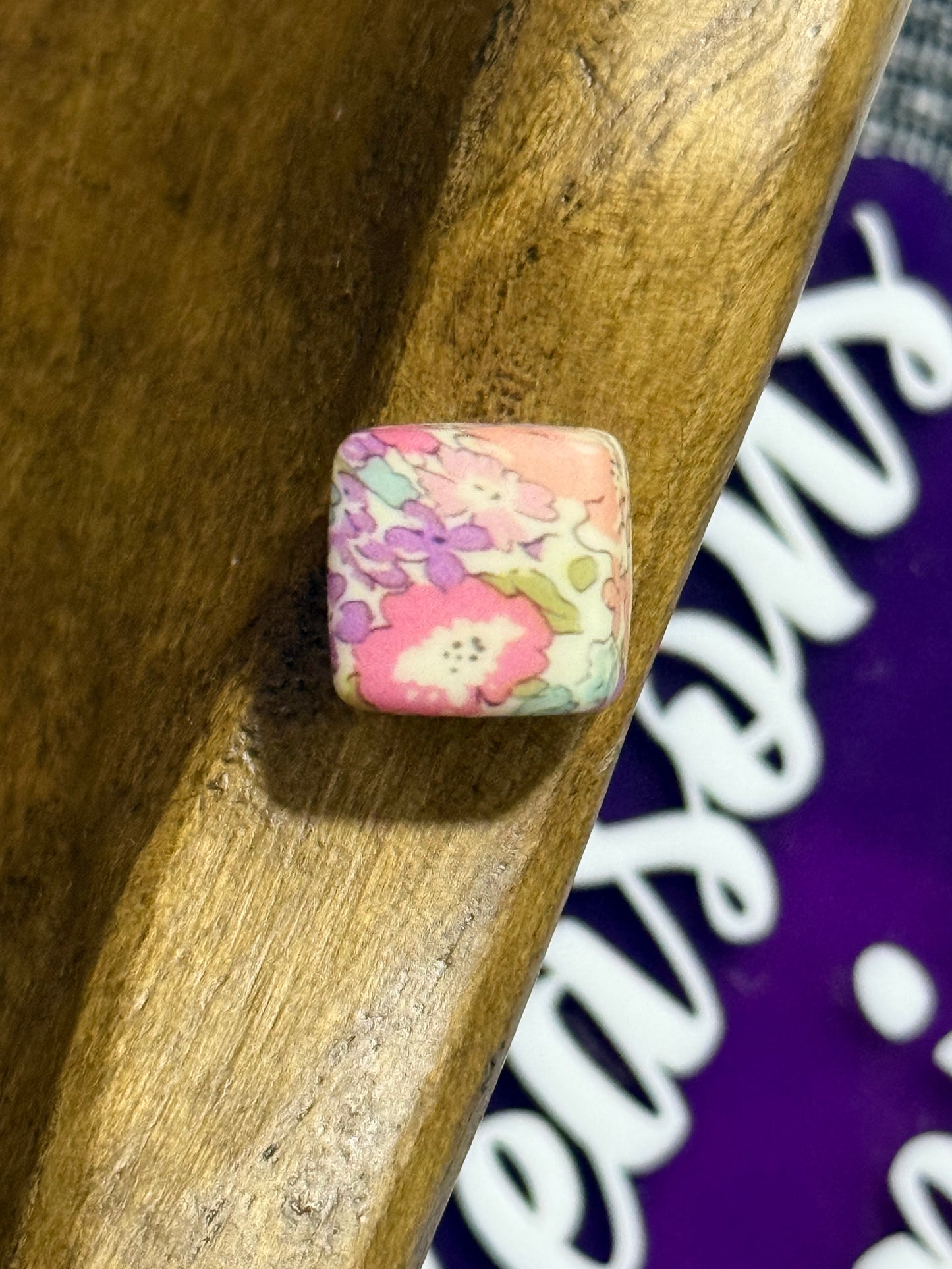 13.5mm Square Printed Silicone Bead