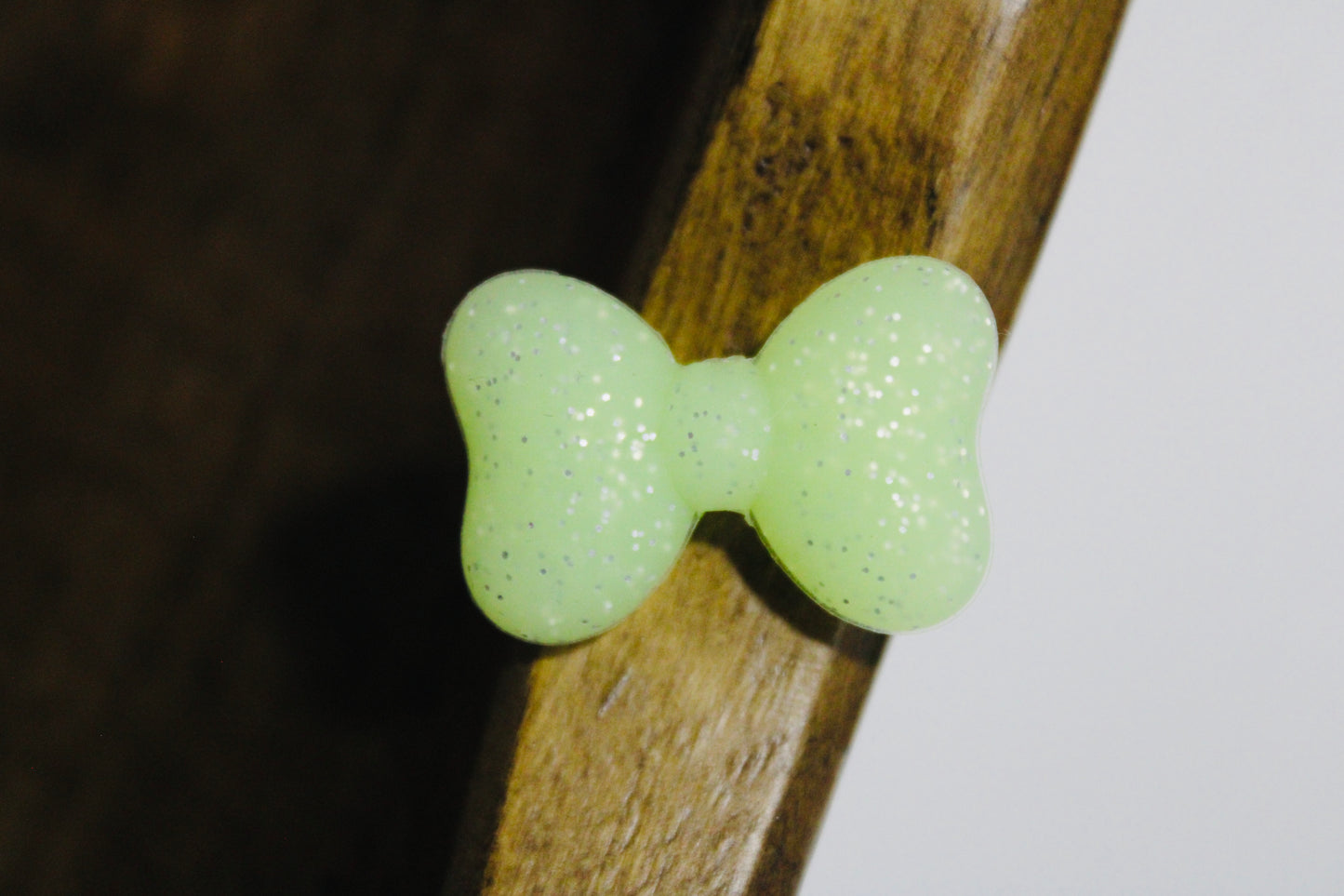 Glitter Glow In The Dark Bow Multiple Color Options Silicone Focal Bead