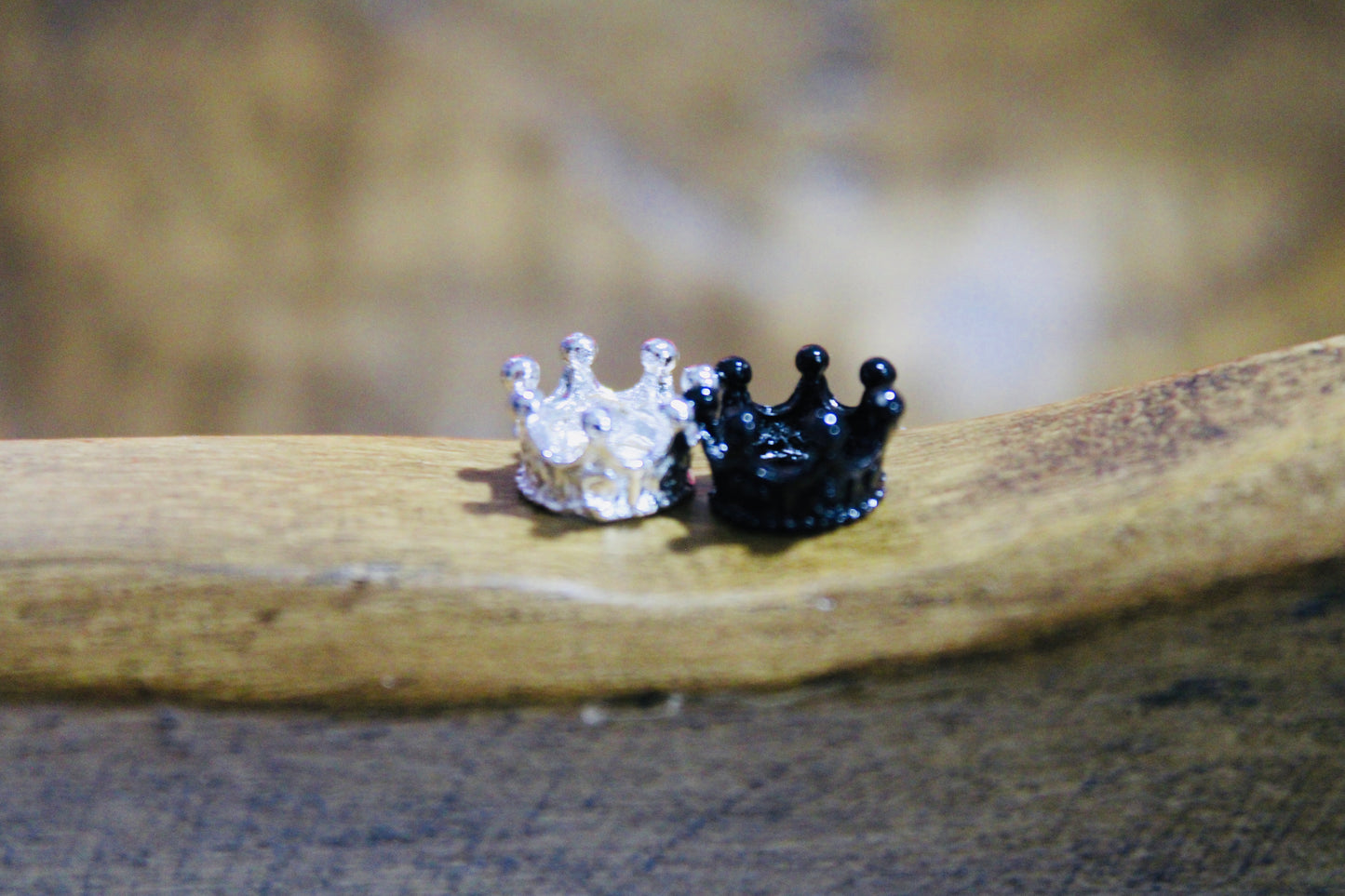 Metal Mini Crown Spacer Bead Silver And Black Mixed 12 Count Bag