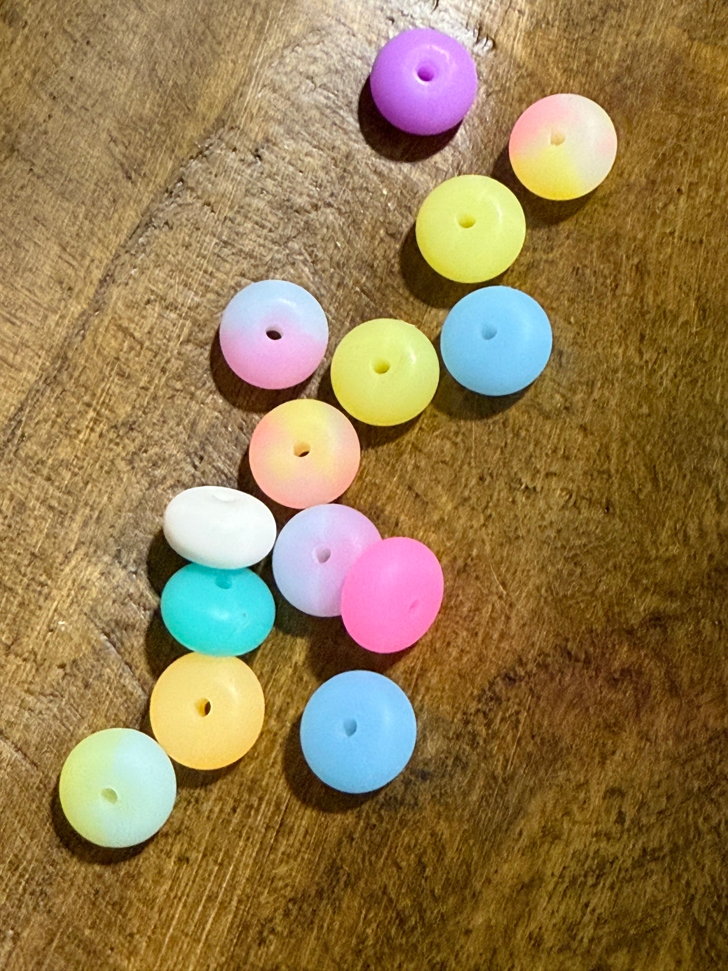 14mm Glow In The Dark Abacus Spacer Silicone Bead 15 Count Bag