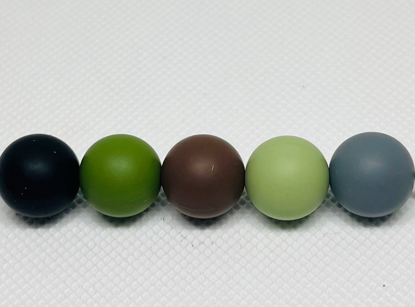 Camo Bead Mix 60 Count 15mm Silicone Beads Multicolor Camouflage Black Coffee Brown Christmas Green Matcha Green Bean Green Dim Gray