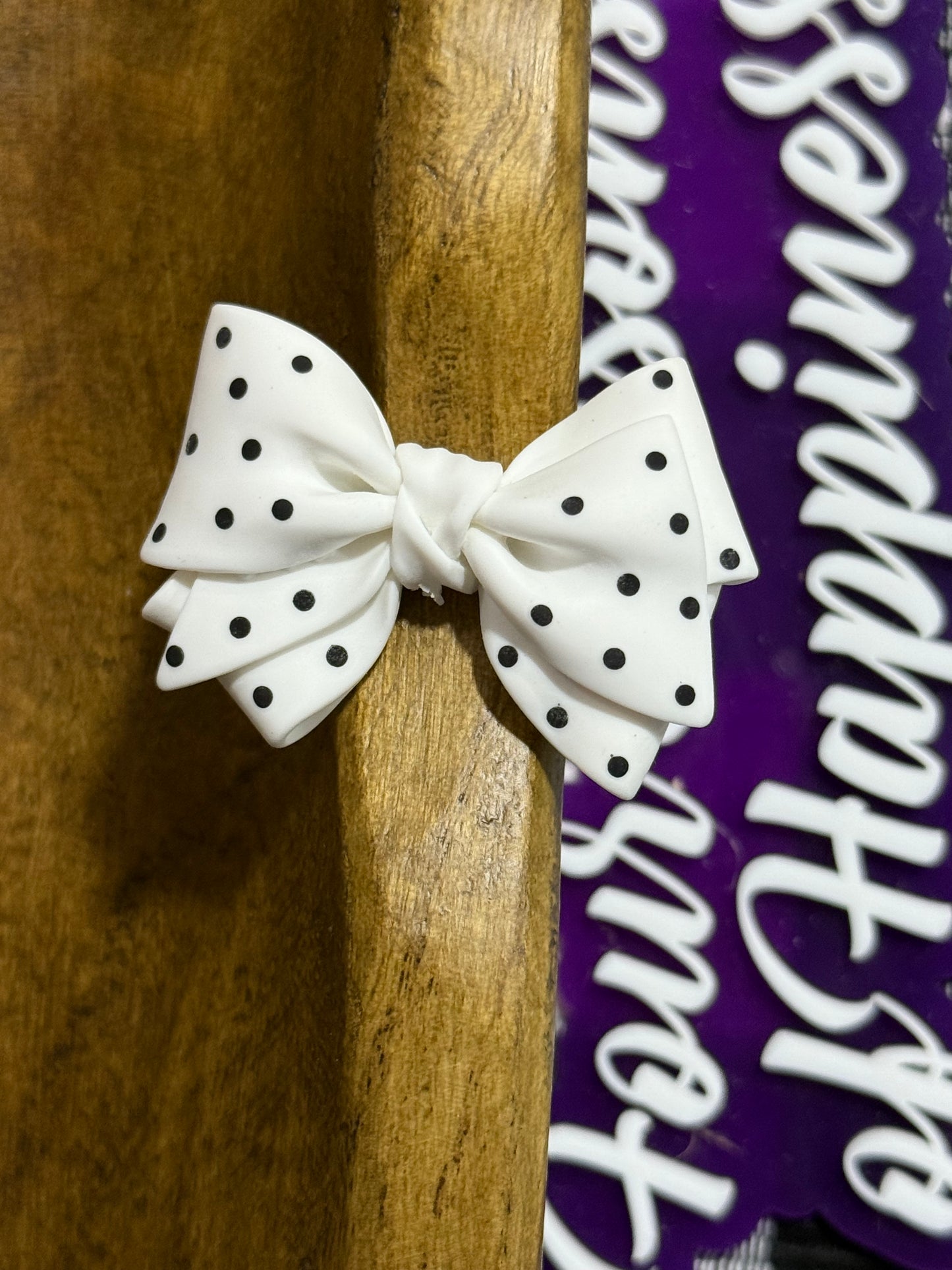 Large Polka Dot Bow Bead 2mm Opening Pink White or Black