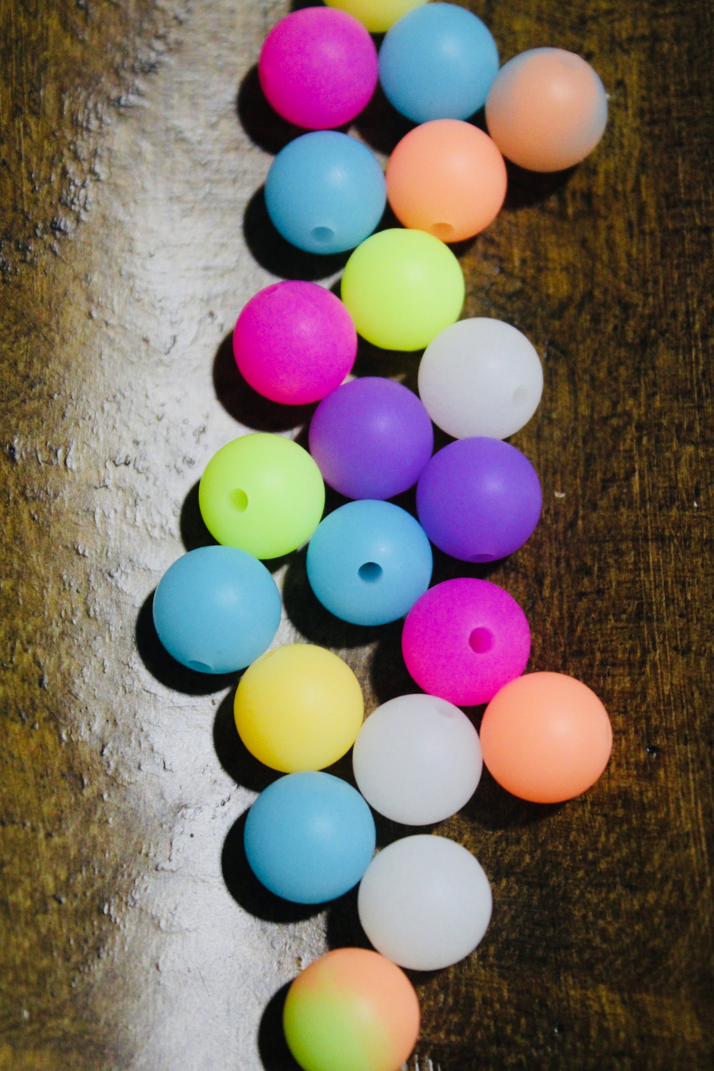 12mm Silicone Glow In The Dark Round Mixed Color Twenty Count Bead Bag