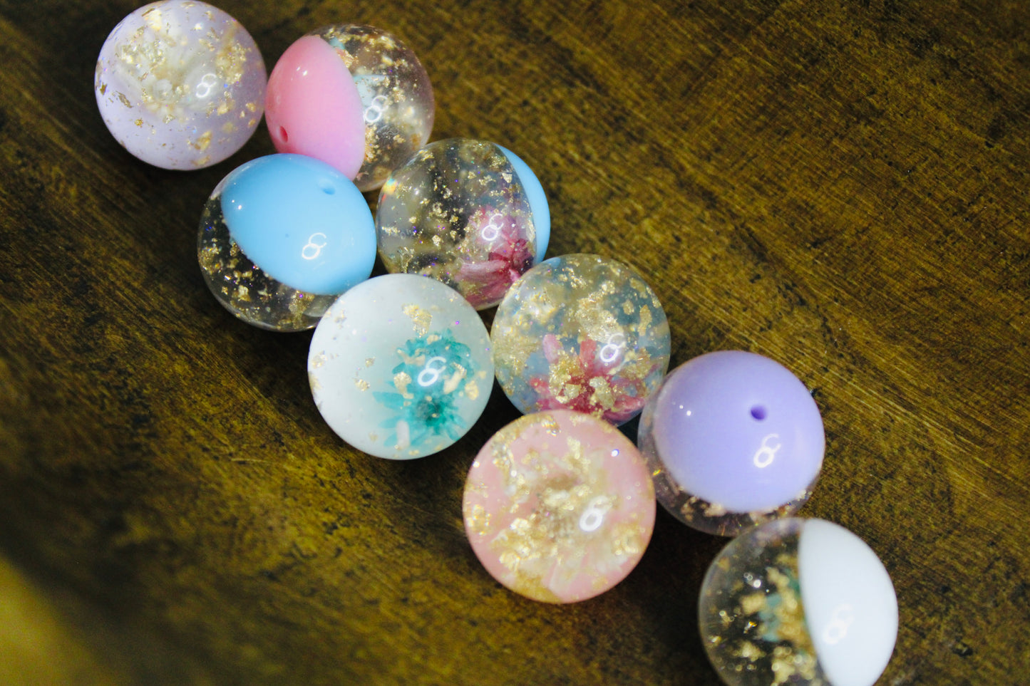 20mm Acrylic Pen Topper Bead Glitter Floral