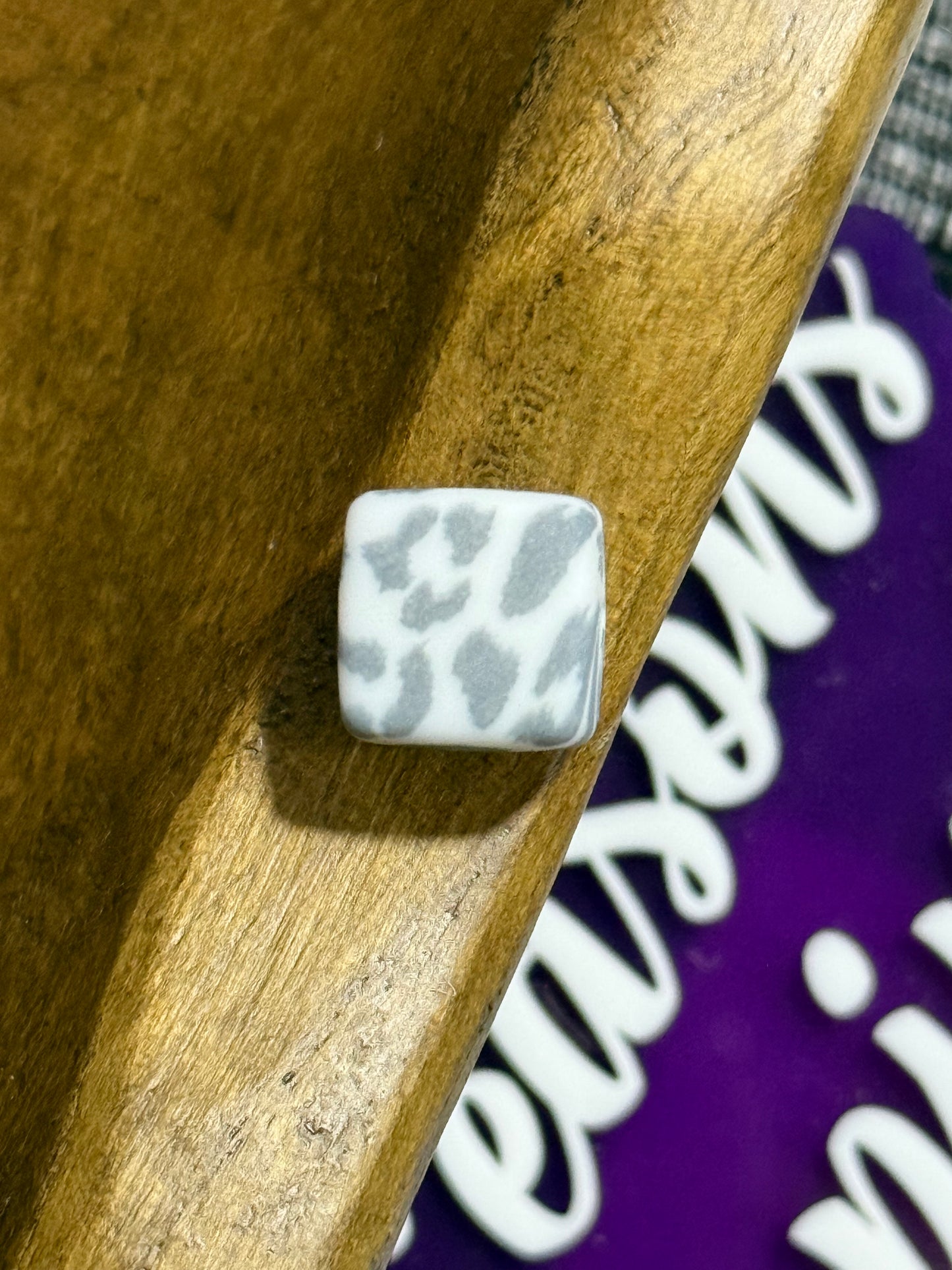13.5mm Square Printed Silicone Bead