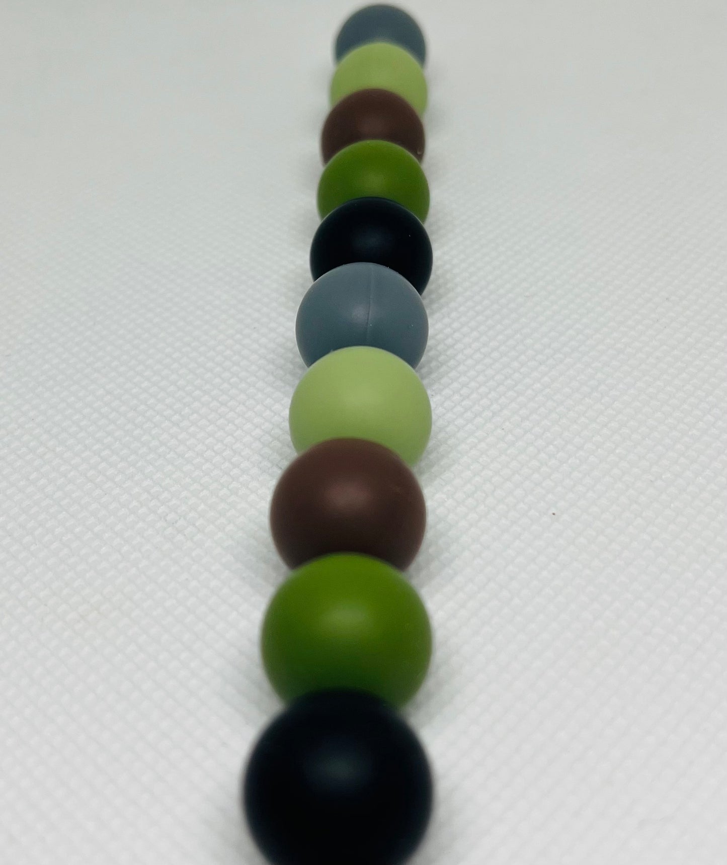 Camo Bead Mix 60 Count 15mm Silicone Beads Multicolor Camouflage Black Coffee Brown Christmas Green Matcha Green Bean Green Dim Gray