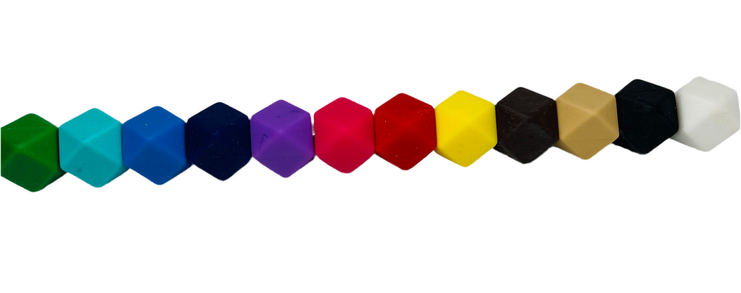 15 count 14mm Hexagon Silicone Solid Color Bead