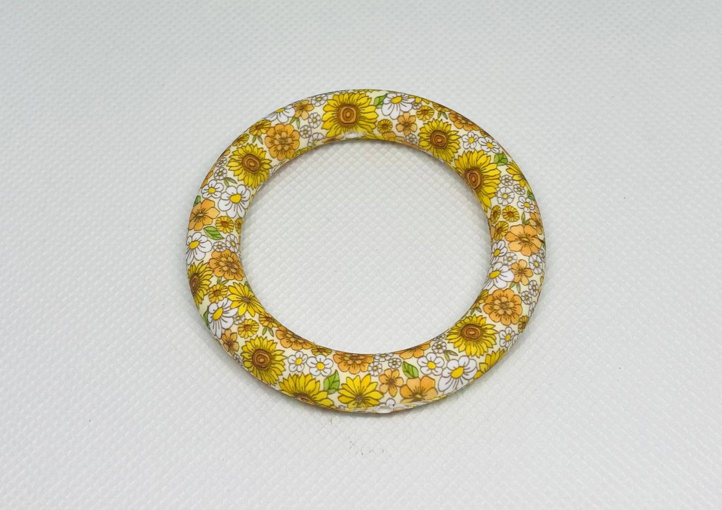65mm Silicone Ring Bead Sunflower Printed Bead Car Charm Making Lanyard Making Keychain Making
