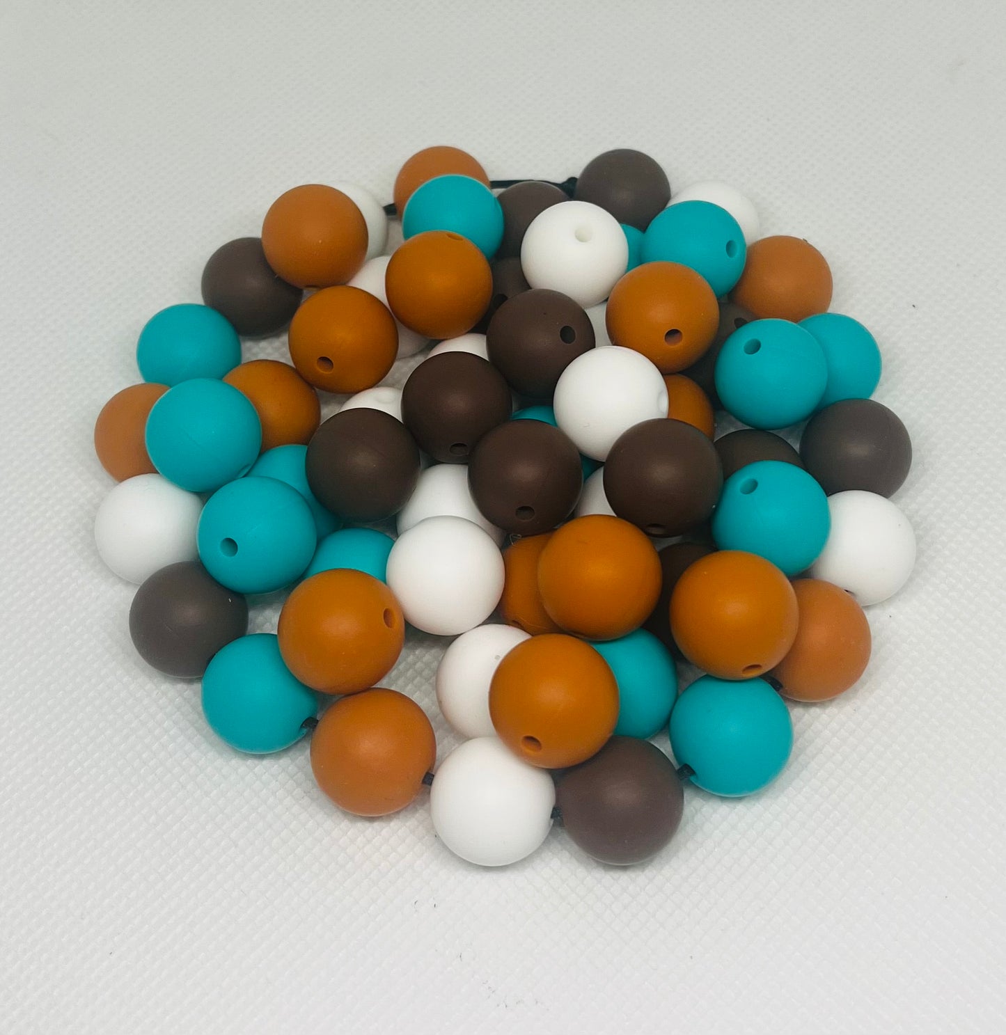 Ranch Bead Mix 60 Count 15mm Silicone Bead Mix Rust Turquoise White Coffee Brown