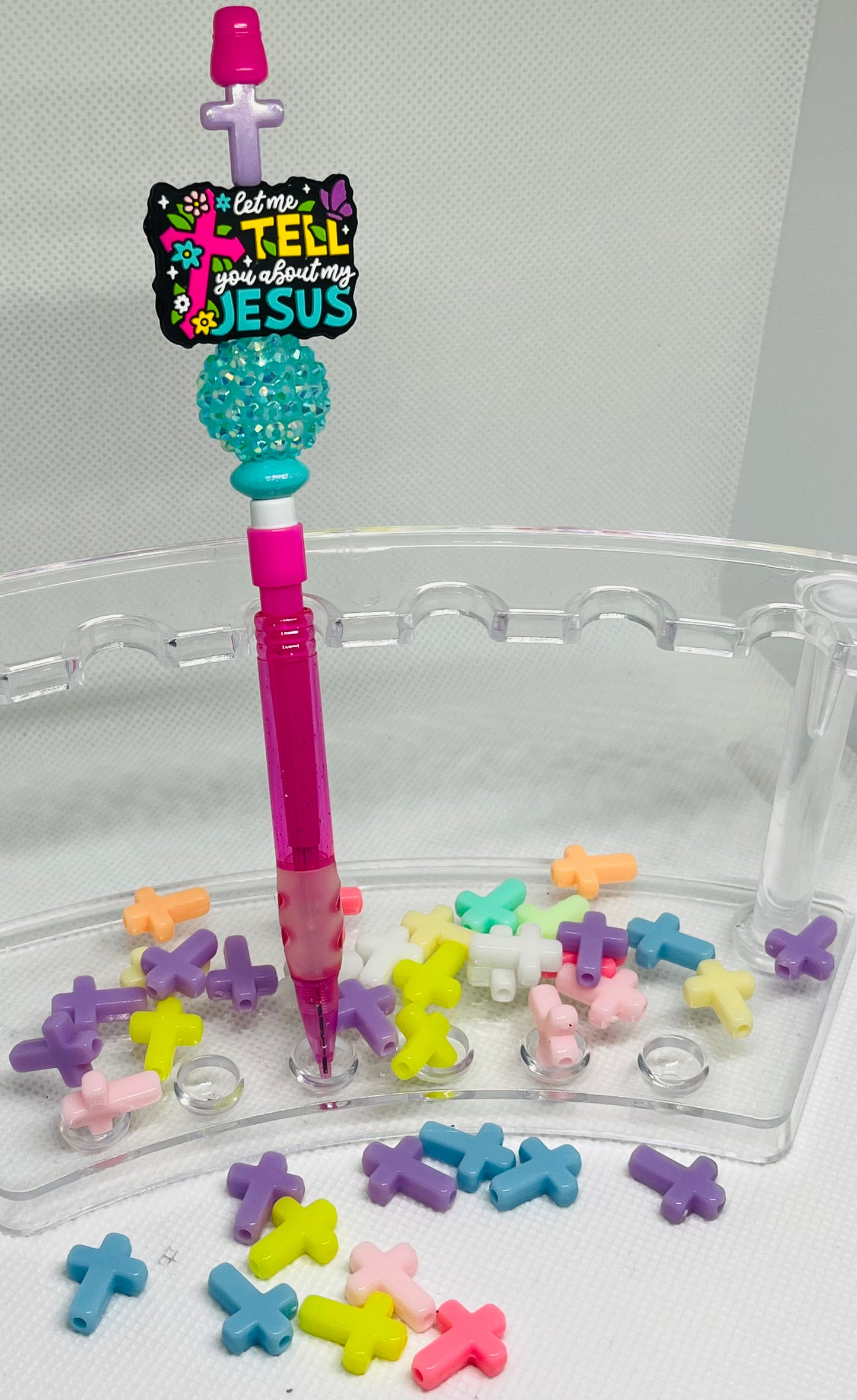 Plastic Cross Mixed Color Bead Bag 40 Count Bag Pen Beading