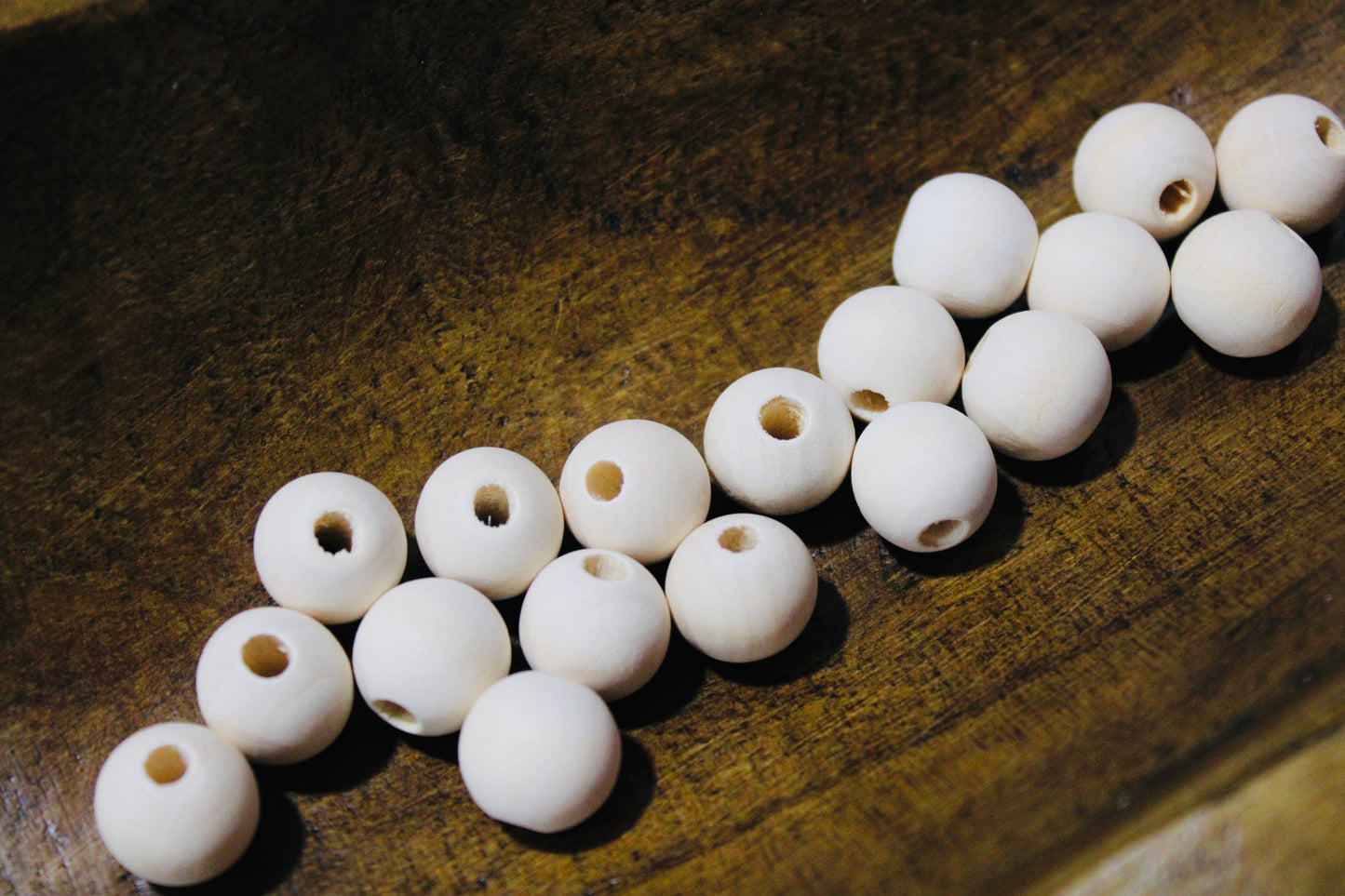 16mm Natural Wood 50 Count Bead Bag