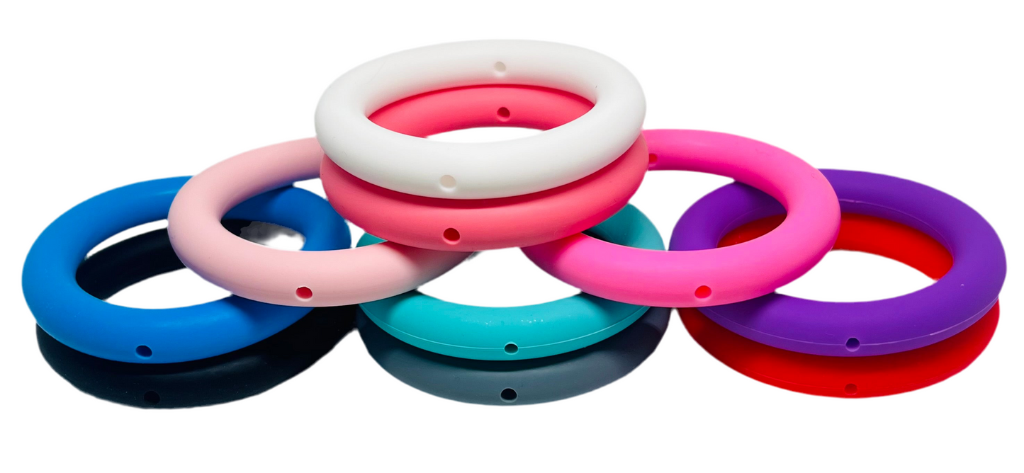 5PCS Color Silicone O-shape Ring Bulk Beads, Hollow Silicone Ring Beads To Make Key Chain Beads Lanyard Necklace Pendant For Bracelet Necklace Connecting Silicone Ring Accessories