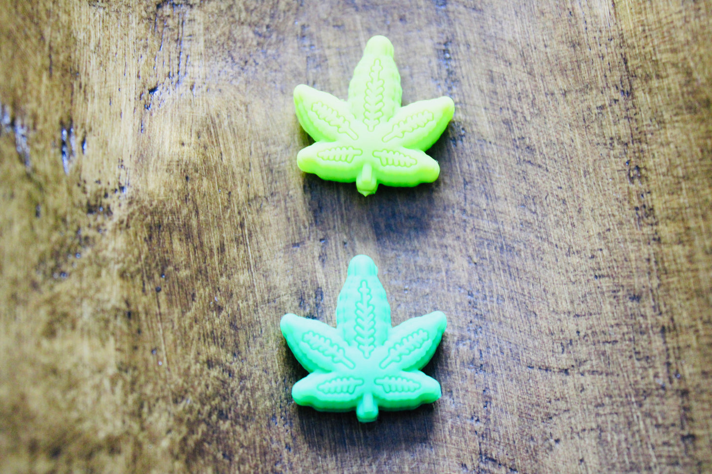 Green Leaf Silicone Focal Bead Lime Green Christmas Green
