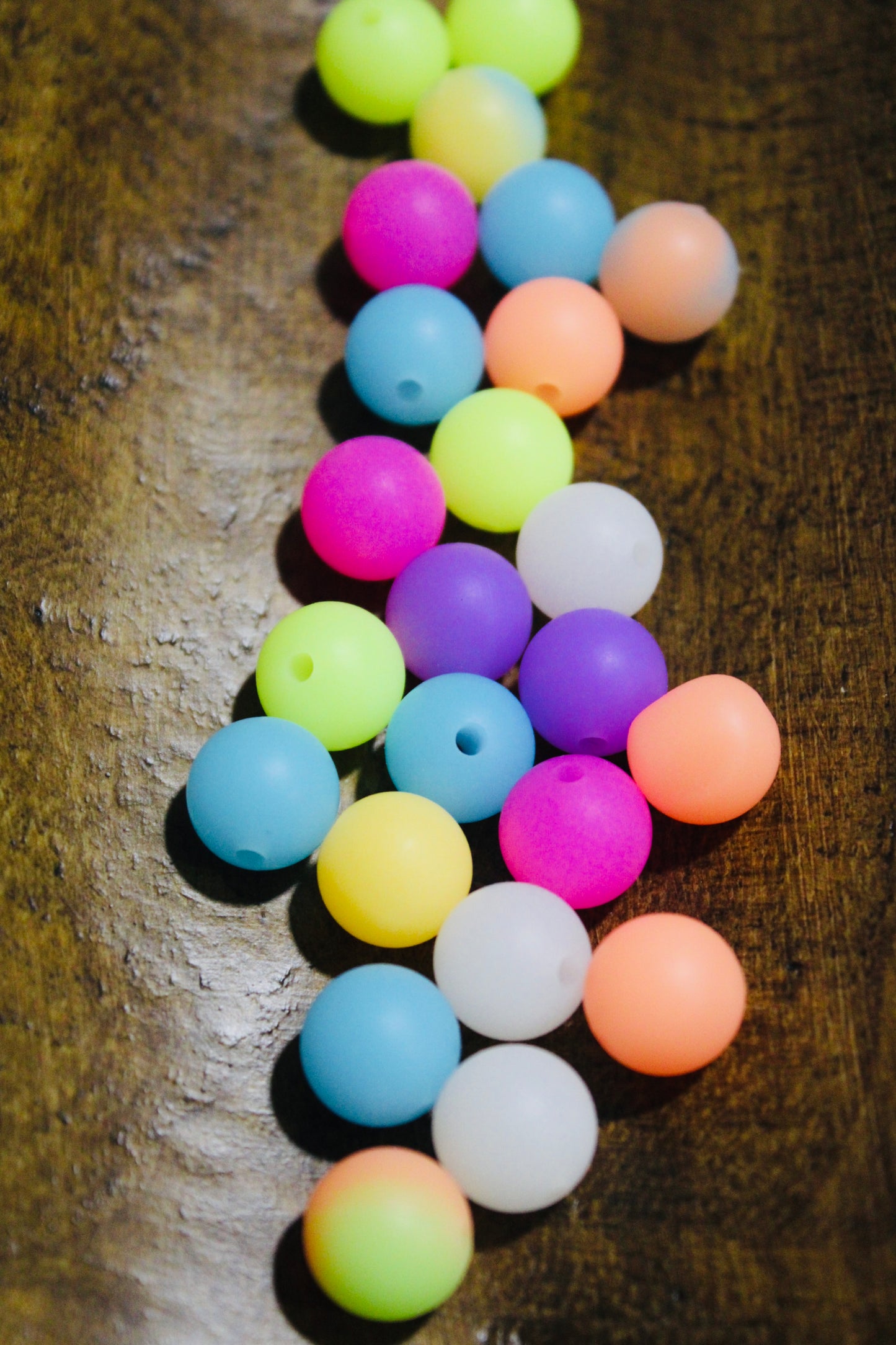 12mm Silicone Glow In The Dark Round Mixed Color Twenty Count Bead Bag