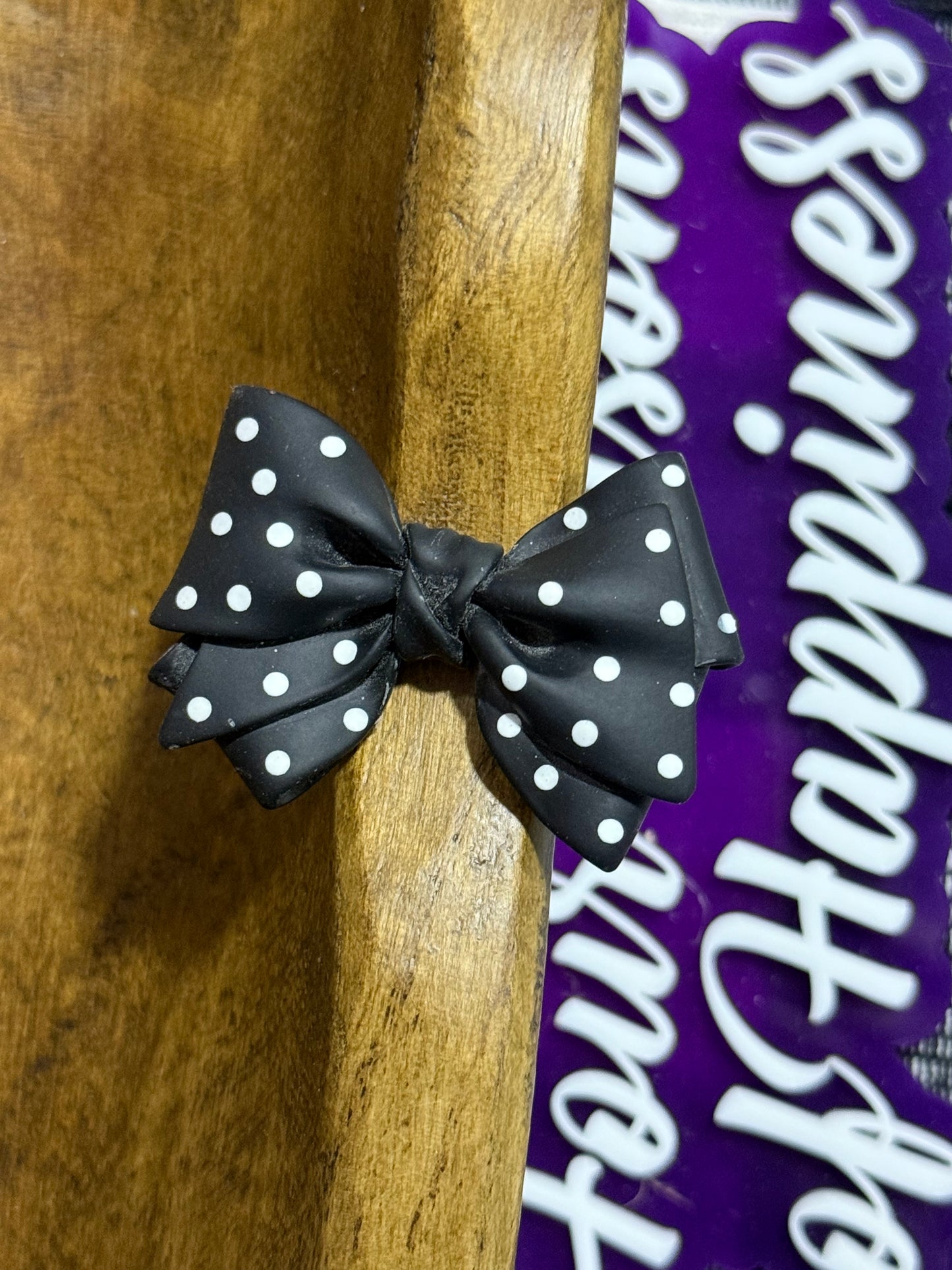 Large Polka Dot Bow Bead 2mm Opening Pink White or Black