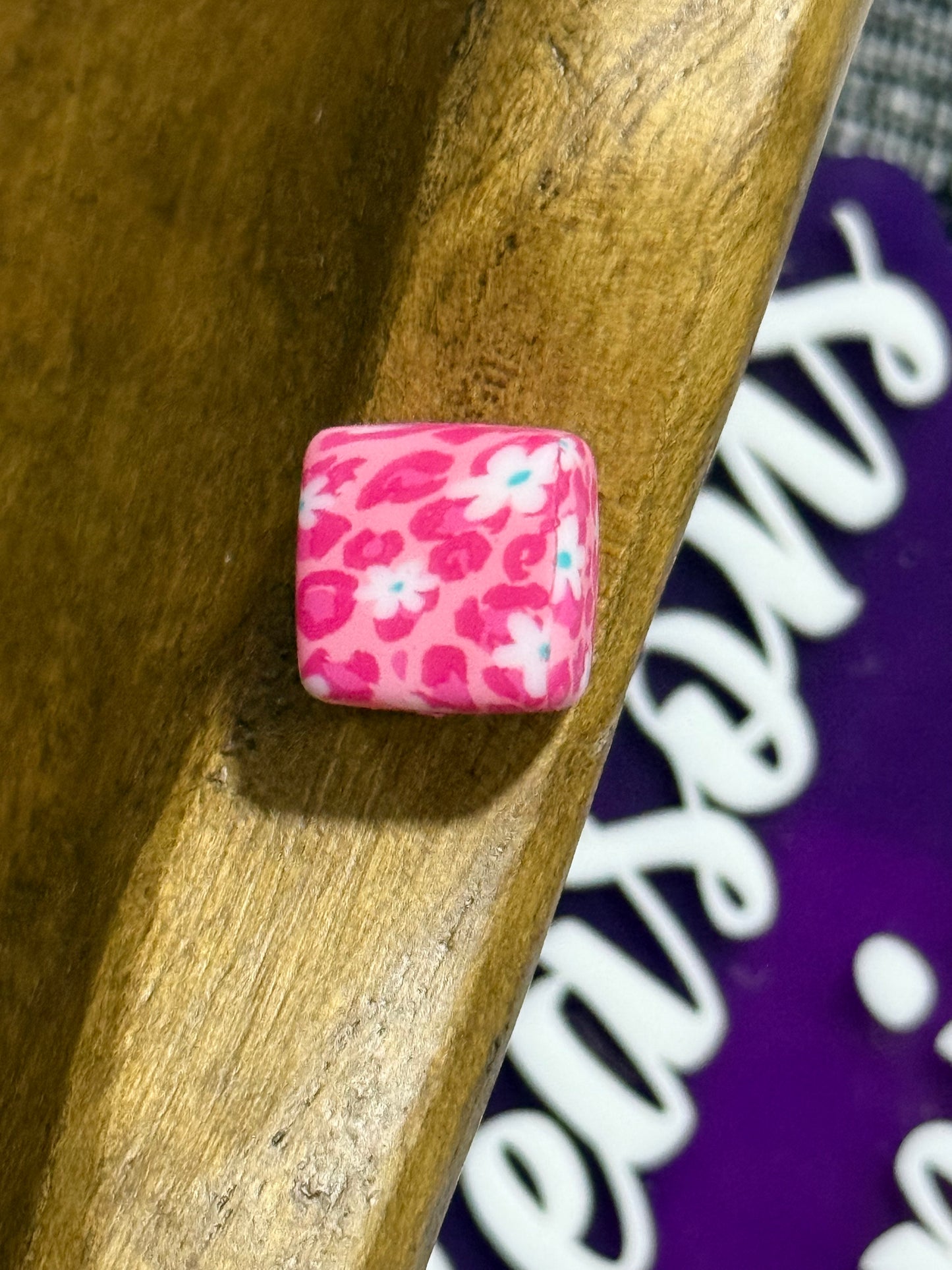 13.5mm Square Printed Silicone Bead