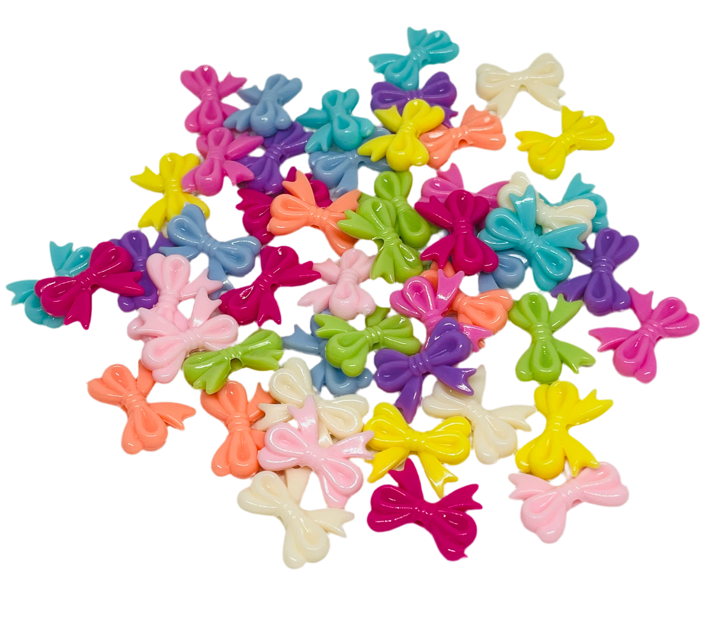Mixed Color Plastic Mini Bow Spacer Bead 50 Count