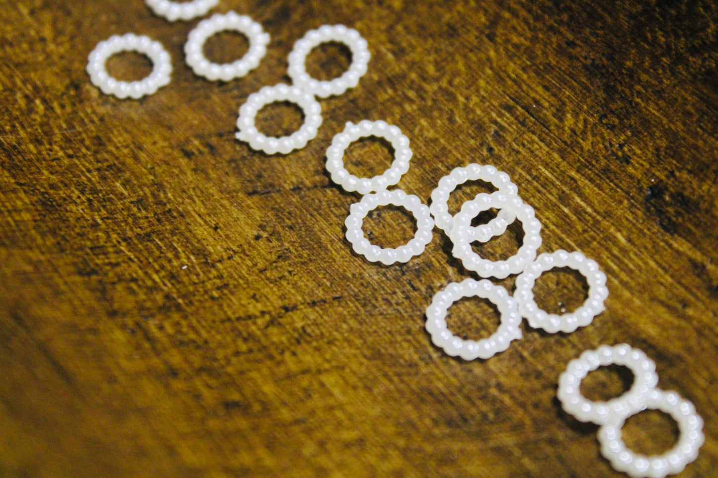 White Pearl Wide Mouth Spacer Bead Plastic 50 Count Bag