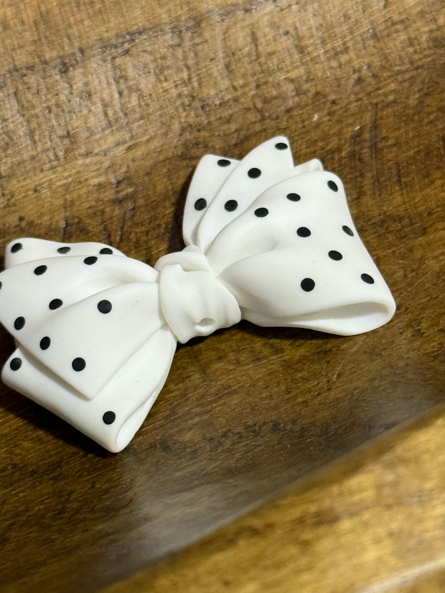 Large Polka Dot Bow Bead 2mm Opening Pink White or Black