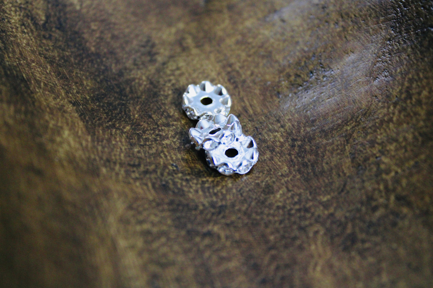 12mm Silver Wavy Clear Rhinestone Spacer Bead 40 Count Bag