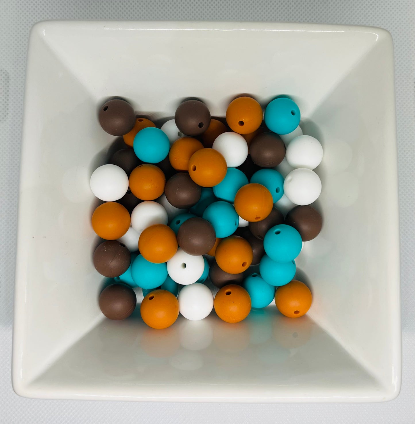 Ranch Bead Mix 60 Count 15mm Silicone Bead Mix Rust Turquoise White Coffee Brown