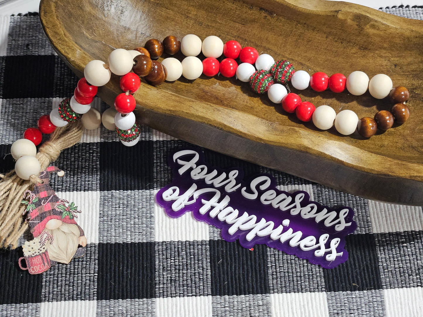 Christmas Garland/Decoration Wood Acrylic Jute Ribbon