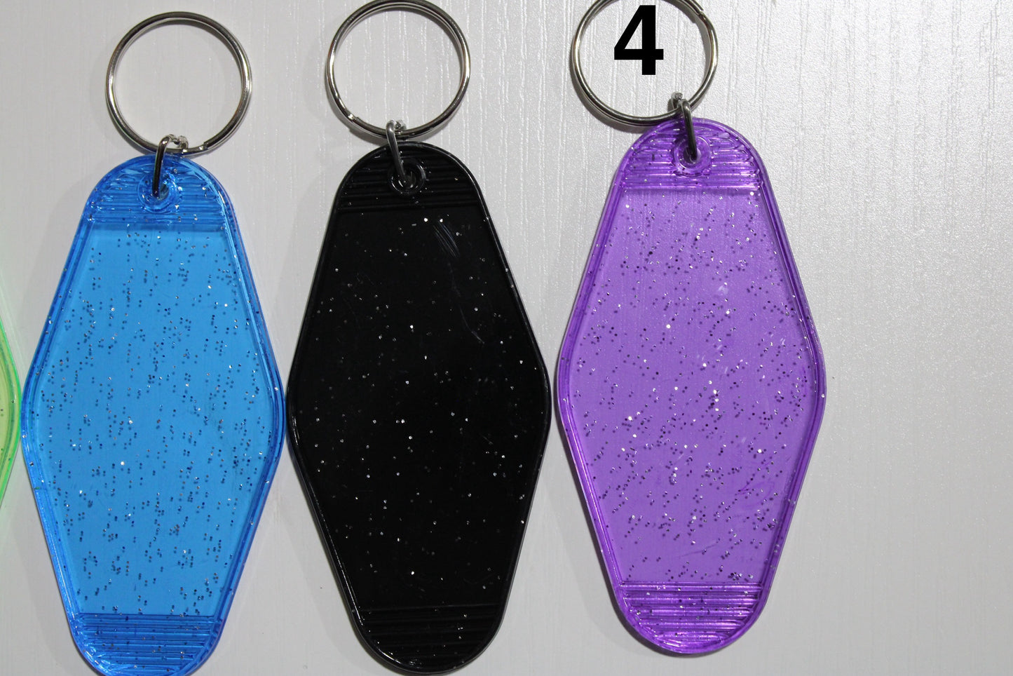Plastic Hotel Blank Keychain Multiple Color Options