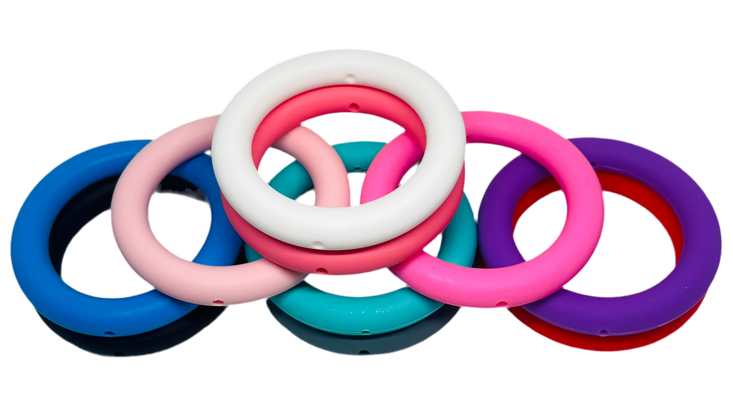 5PCS Color Silicone O-shape Ring Bulk Beads, Hollow Silicone Ring Beads To Make Key Chain Beads Lanyard Necklace Pendant For Bracelet Necklace Connecting Silicone Ring Accessories