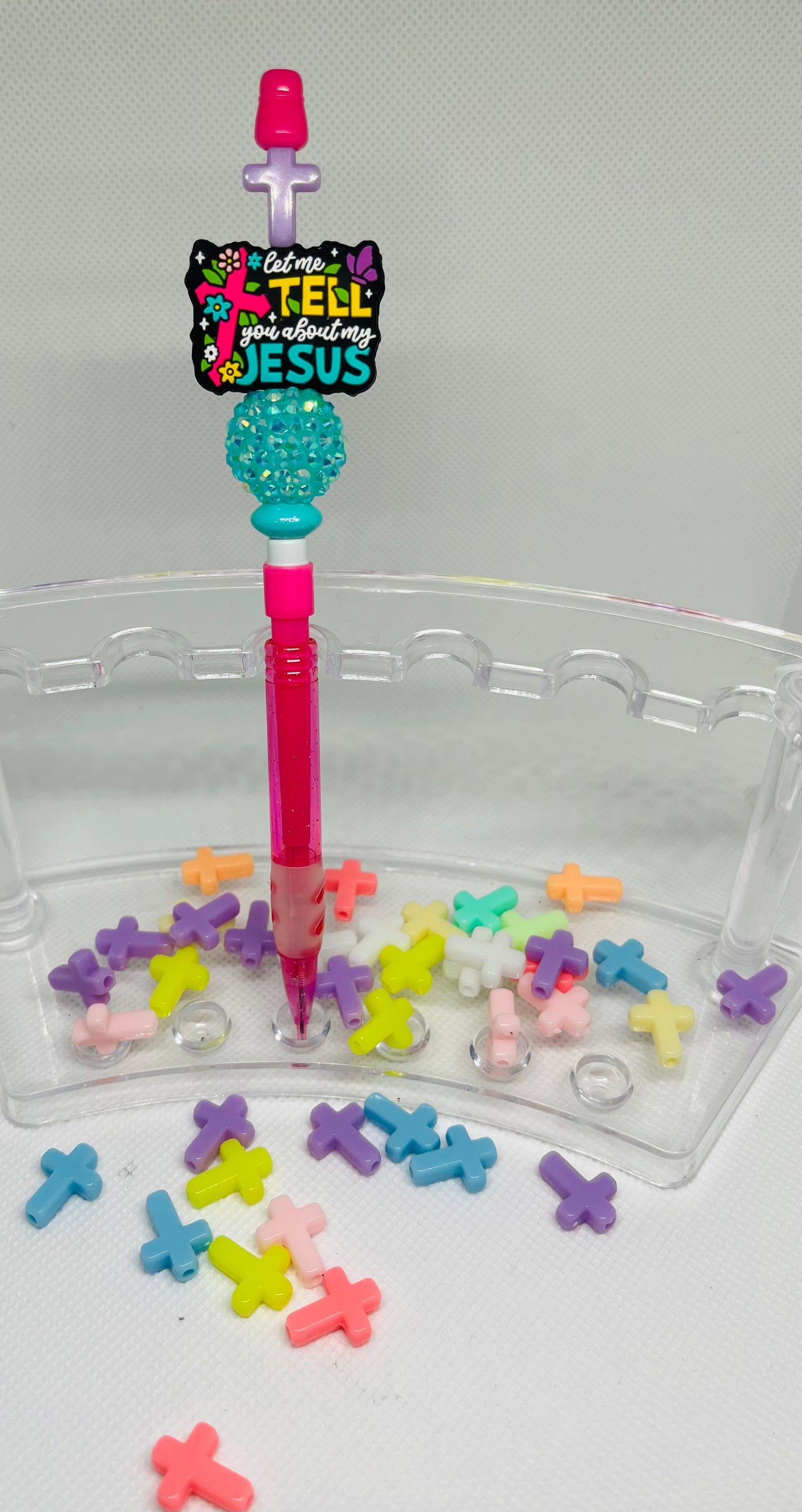 Plastic Cross Mixed Color Bead Bag 40 Count Bag Pen Beading
